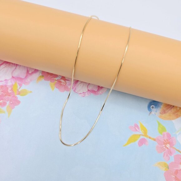 "Rose Gold Flat Snake Chain Necklace | 50cm Elegant Minimal Design, XPNL0115 - Picture 7 of 13